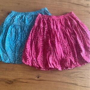 Hanna Andersson Two Animal Print Bubble‎ Skirts Pink Blue Girls 10 Preloved